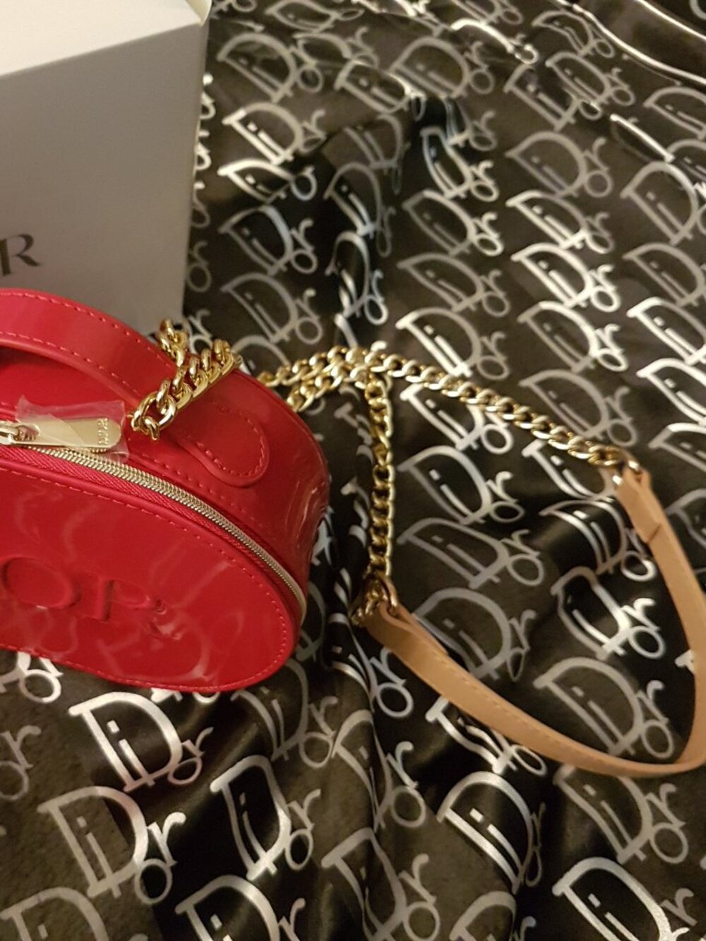 Dior Patent Red Oval Cosmetic Case